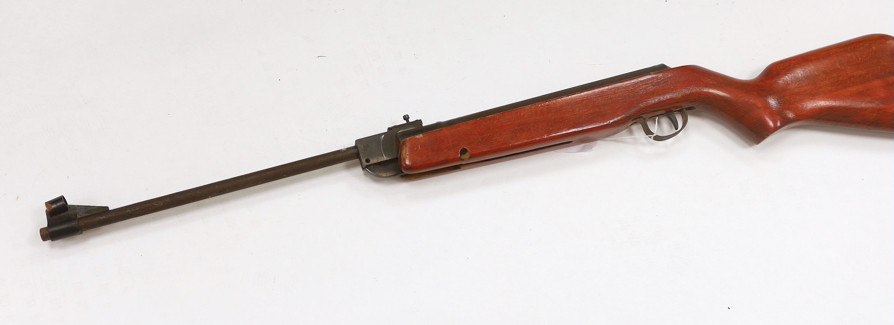 A Webley Hawk Mark II break action air rifle with beech stock and alternative calibre barrel
